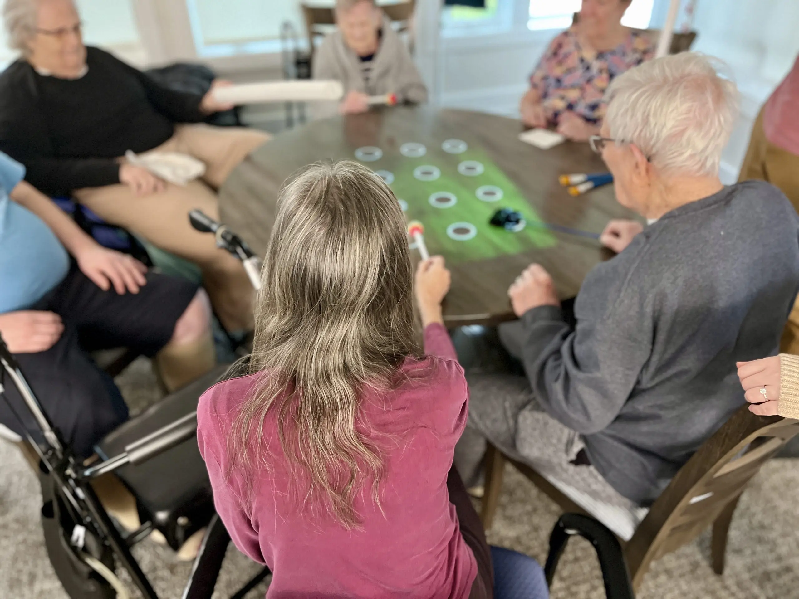 Christian Haven Pixie 2 Image of elderly people interacting with a projection on a table
