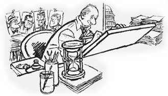 about-herb-pic_transparent Black and White photograph of well-dressed children at a counter talking with a librarian at an old library